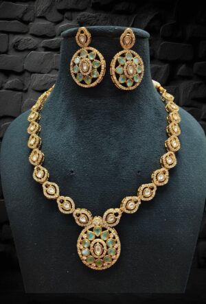 Designer Chandbali Necklace Set with Floral Center