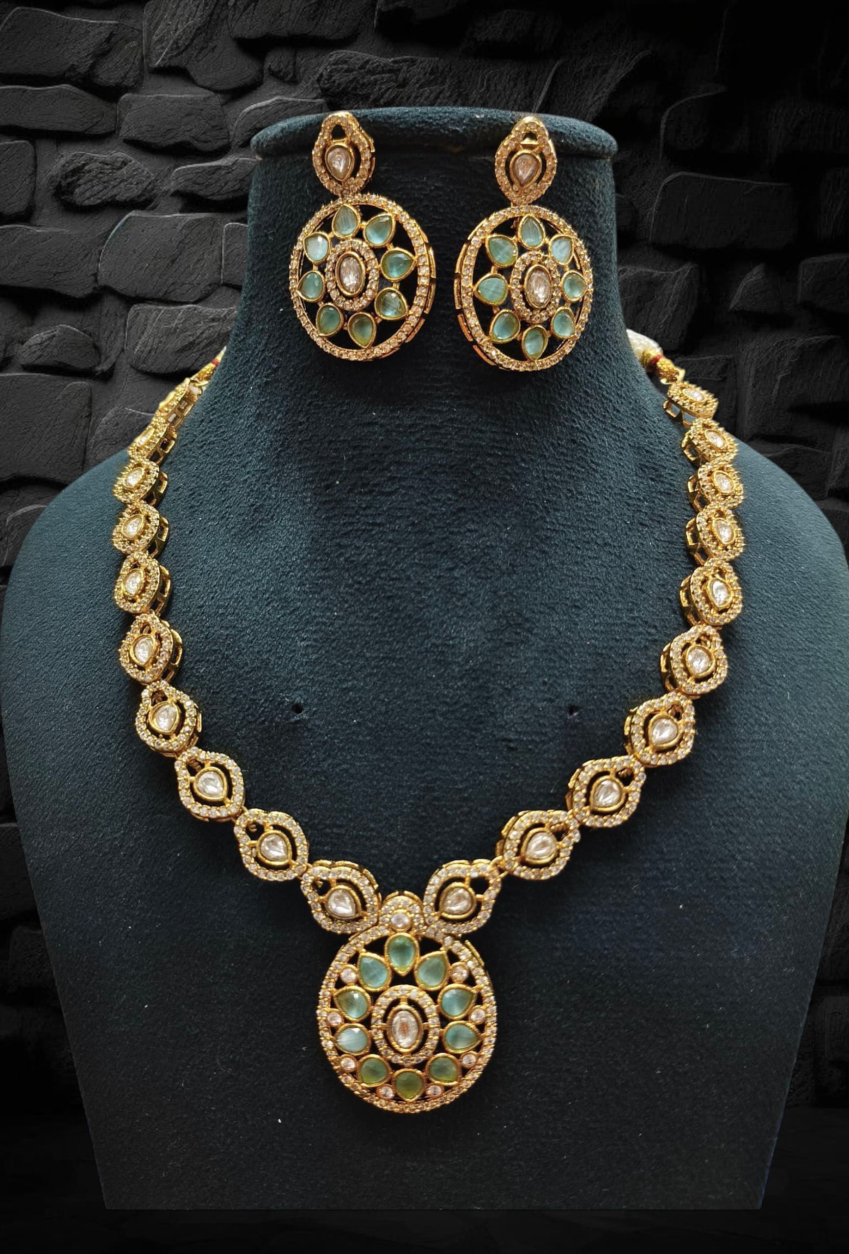 Designer Chandbali Necklace Set with Floral Center