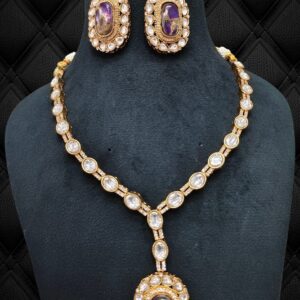 Amethyst Polki Bridal Necklace Set