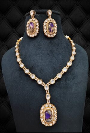 Amethyst Polki Bridal Necklace Set