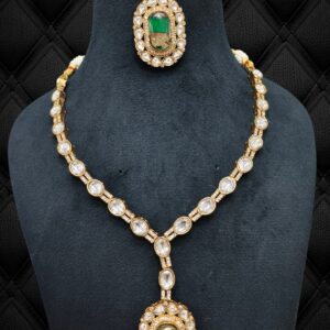 Green Pendant Classic Polki Necklace