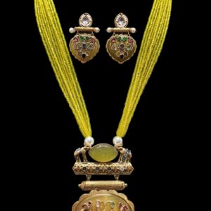 Yellow Bead Temple Pendant Necklace