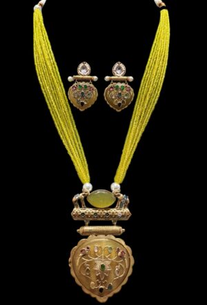 Yellow Bead Temple Pendant Necklace