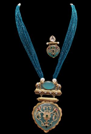 Blue Meenakari Beaded Kundan Necklace